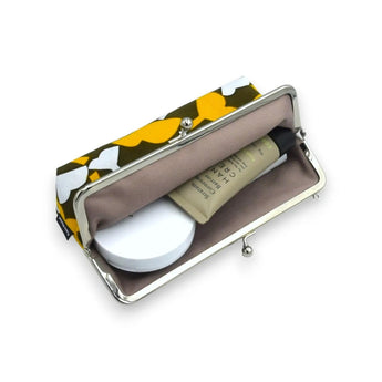 がま口 (横型 / 小)｜銀杏柄｜手染め生地 帆布 綿100% 和財布 ポーチ ウォレットポーチ 日本製｜京都職人仕上げ 【 Fuwa Market オリジナル 】 Fuwa Market