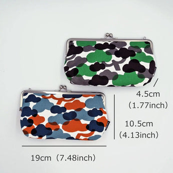 がま口 (横型 / 小)｜松柄｜手染め生地 帆布 綿100% 和財布 ポーチ ウォレットポーチ 日本製｜京都職人仕上げ 【 Fuwa Market オリジナル 】 Fuwa Market