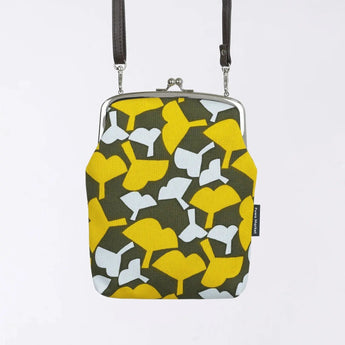 がま口 (縦型 / 大) ｜銀杏柄｜手染め帆布 スマホショルダー 日本製｜京都職人仕上げ 【 Fuwa Market オリジナル 】 Fuwa Market