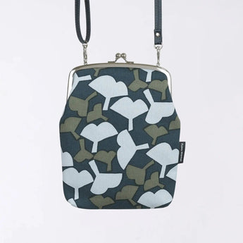 がま口 (縦型 / 大) ｜銀杏柄｜手染め帆布 スマホショルダー 日本製｜京都職人仕上げ 【 Fuwa Market オリジナル 】 Fuwa Market