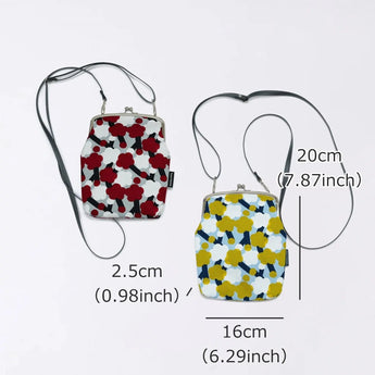 がま口 (縦型 / 大) ｜梅柄｜手染め帆布 スマホショルダー 日本製｜京都職人仕上げ 【 Fuwa Market オリジナル 】 Fuwa Market