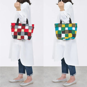 トートバッグ（横型）｜市松柄｜手染め生地 帆布 綿100% コットン バッグ 日本製｜京都職人仕上げ 【 Fuwa Market オリジナル 】 Fuwa Market