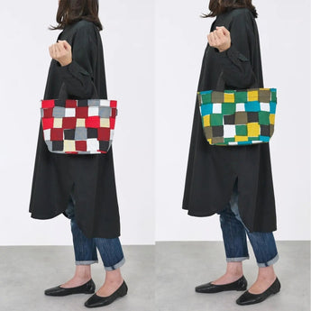 トートバッグ（横型）｜市松柄｜手染め生地 帆布 綿100% コットン バッグ 日本製｜京都職人仕上げ 【 Fuwa Market オリジナル 】 Fuwa Market