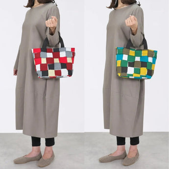 トートバッグ（横型）｜市松柄｜手染め生地 帆布 綿100% コットン バッグ 日本製｜京都職人仕上げ 【 Fuwa Market オリジナル 】 Fuwa Market