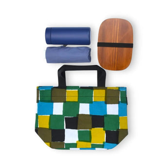 トートバッグ（横型）｜市松柄｜手染め生地 帆布 綿100% コットン バッグ 日本製｜京都職人仕上げ 【 Fuwa Market オリジナル 】 Fuwa Market