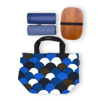 トートバッグ（横型）｜青海波柄｜手染め生地 帆布 綿100% コットン バッグ 日本製｜京都職人仕上げ 【 Fuwa Market オリジナル 】 Fuwa Market