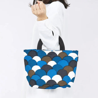 トートバッグ（横型）｜青海波柄｜手染め生地 帆布 綿100% コットン バッグ 日本製｜京都職人仕上げ 【 Fuwa Market オリジナル 】 Fuwa Market