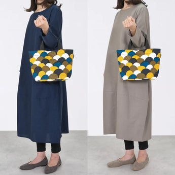 トートバッグ（横型）｜青海波柄｜手染め生地 帆布 綿100% コットン バッグ 日本製｜京都職人仕上げ 【 Fuwa Market オリジナル 】 Fuwa Market