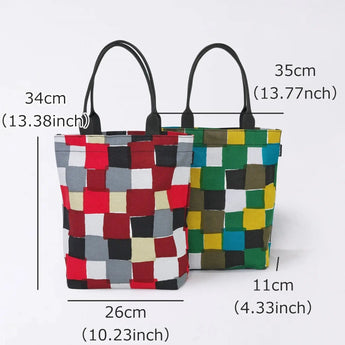 トートバッグ（縦型）｜市松柄｜手染め生地 帆布 綿100% コットン バッグ 日本製｜京都職人仕上げ 【 Fuwa Market オリジナル 】 Fuwa Market