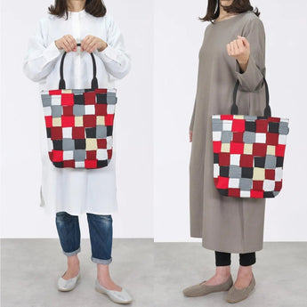トートバッグ（縦型）｜市松柄｜手染め生地 帆布 綿100% コットン バッグ 日本製｜京都職人仕上げ 【 Fuwa Market オリジナル 】 Fuwa Market