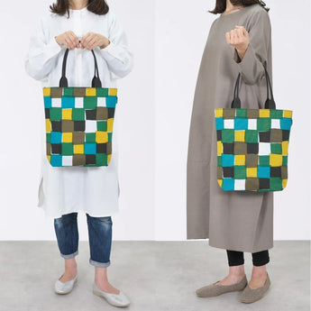 トートバッグ（縦型）｜市松柄｜手染め生地 帆布 綿100% コットン バッグ 日本製｜京都職人仕上げ 【 Fuwa Market オリジナル 】 Fuwa Market