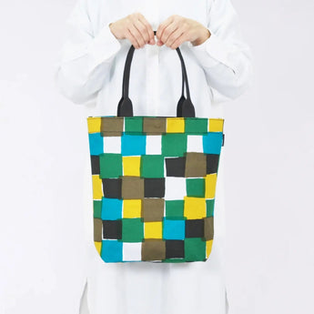 トートバッグ（縦型）｜市松柄｜手染め生地 帆布 綿100% コットン バッグ 日本製｜京都職人仕上げ 【 Fuwa Market オリジナル 】 Fuwa Market