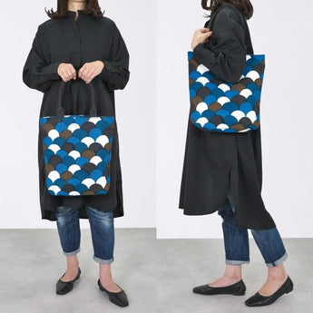トートバッグ（縦型）｜青海波柄｜手染め生地 帆布 綿100% コットン バッグ 日本製｜京都職人仕上げ 【 Fuwa Market オリジナル 】 Fuwa Market