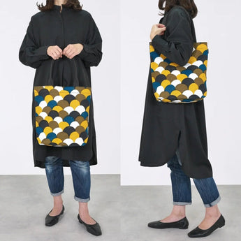 トートバッグ（縦型）｜青海波柄｜手染め生地 帆布 綿100% コットン バッグ 日本製｜京都職人仕上げ 【 Fuwa Market オリジナル 】 Fuwa Market