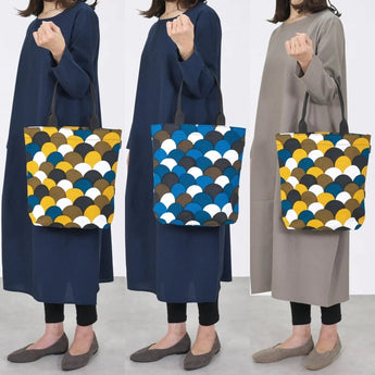 トートバッグ（縦型）｜青海波柄｜手染め生地 帆布 綿100% コットン バッグ 日本製｜京都職人仕上げ 【 Fuwa Market オリジナル 】 Fuwa Market