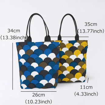 トートバッグ（縦型）｜青海波柄｜手染め生地 帆布 綿100% コットン バッグ 日本製｜京都職人仕上げ 【 Fuwa Market オリジナル 】 Fuwa Market