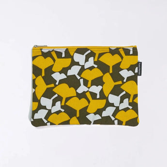 フラットポーチ｜銀杏柄｜手染め生地 帆布 綿100% コットン ポーチ 日本製｜幸せの文様 【 Fuwa Market オリジナル 】 Fuwa Market