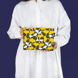 フラットポーチ｜銀杏柄｜手染め生地 帆布 綿100% コットン ポーチ 日本製｜幸せの文様 【 Fuwa Market オリジナル 】 Fuwa Market