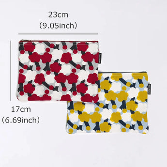 フラットポーチ｜梅柄｜手染め生地 帆布 綿100% コットン ポーチ 日本製｜幸せの文様 【 Fuwa Market オリジナル 】 Fuwa Market