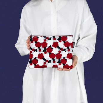 フラットポーチ｜梅柄｜手染め生地 帆布 綿100% コットン ポーチ 日本製｜幸せの文様 【 Fuwa Market オリジナル 】 Fuwa Market