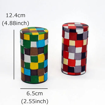 茶缶｜市松柄｜手染め和紙 茶筒 日本製｜幸せの文様シリーズ 【 Fuwa Market オリジナル 】 Fuwa Market