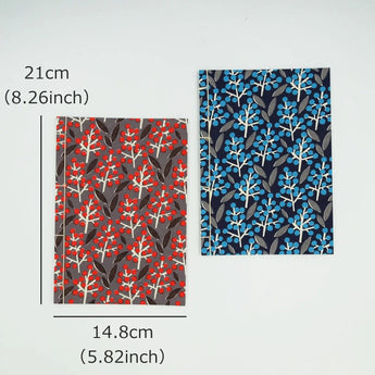 和綴じノート｜A5｜南天柄｜手染め和紙 ノート 文房具 日本製｜幸せの文様 【 Fuwa Market オリジナル 】 Fuwa Market