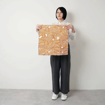 風呂敷 48cm｜伊砂文様 結｜両面染め 藍 / オレンジ｜綿シャンタン｜むす美 むす美