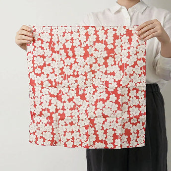 風呂敷 48cm｜伊砂文様 しだれ桜｜両面染め ピンク / グリーン｜綿シャンタン｜むす美 むす美