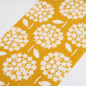 【手ぬぐい】 綿麻てぬぐい 注染 綿麻 コットン 丸小花 辛子 かまわぬ