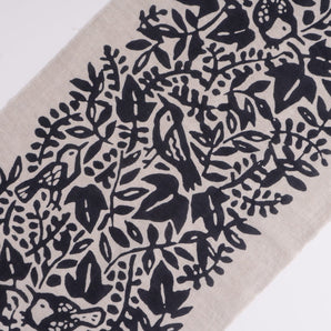 【手ぬぐい】 綿麻てぬぐい 注染 綿麻 コットン とり唐草 墨 かまわぬ