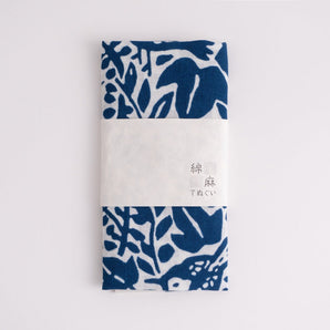 【手ぬぐい】 綿麻てぬぐい 注染 綿麻 コットン とり唐草 藍色 かまわぬ