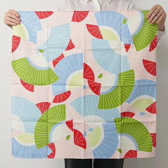 風呂敷 70cm｜扇子柄 / ピンク｜ひめむすびシリーズ - Adeline Klam｜オーガニックコットン｜むす美 むす美