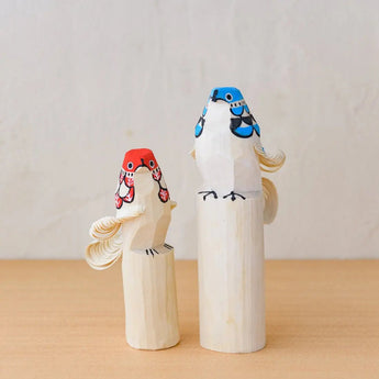 置物 青タカ 15cm / 赤タカ 12cm 2体セット | インテリア オブジェ | 笹野一刀彫 笹野一刀彫