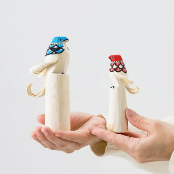 置物 青タカ 15cm / 赤タカ 12cm 2体セット | インテリア オブジェ | 笹野一刀彫 笹野一刀彫