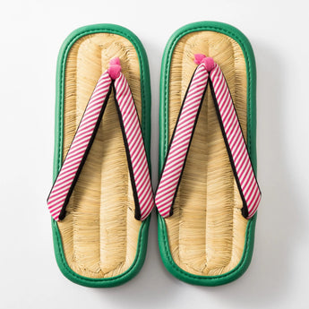 天然竹皮の草履 Lサイズ 青 / 緑｜irozori｜軽部草履 軽部草履