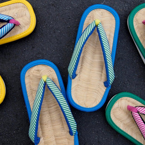 天然竹皮の草履 Lサイズ 青 / 緑｜irozori｜軽部草履 軽部草履