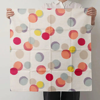 風呂敷バッグ 70cm リング付 | 水玉ベージュ モダンガール｜オーガニックコットン｜むす美 むす美