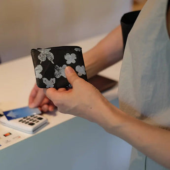 和紙 コインケース | mina perhonen | w memoria ブラック | カードケース 小銭入れ | SIWA SIWA