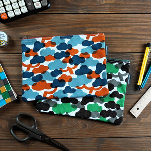 【フラットポーチ】手染め帆布 綿100% 松柄 幸せの文様 Fuwa Market オリジナル