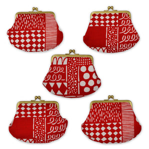 【がま口】花布 赤 よつめ染布舎