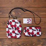 がま口 親子セット 梅（レッド）ショルダーとポーチ