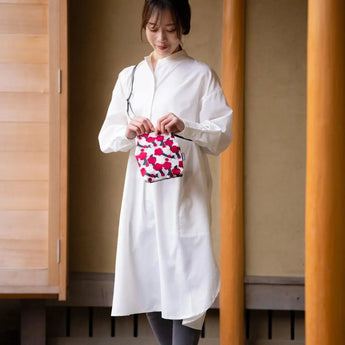 がま口 (縦型 / 大) ｜松柄｜手染め帆布 スマホショルダー 日本製｜京都職人仕上げ 【 Fuwa Market オリジナル 】 Fuwa Market