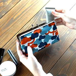 【がま口】横型 小 ウォレットポーチ 手染め帆布 綿100% 京都職人仕上げ 松柄 幸せの文様 Fuwa Market オリジナル