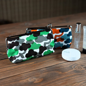 【がま口】横型 小 ウォレットポーチ 手染め帆布 綿100% 京都職人仕上げ 松柄 幸せの文様 Fuwa Market オリジナル