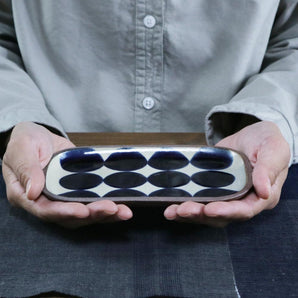 【角皿】やちむん 小 中 呉須丸紋 一翠窯