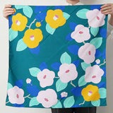 風呂敷 70cm｜椿柄 / グリーン｜アクアドロップ (はっ水加工) - Adeline Klam｜ポリエステル｜むす美 むす美