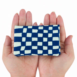 【名刺入れ】カードケース 変わり市松 納戸色 よつめ染布舎