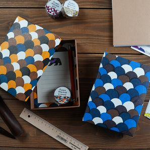 【貼り箱ケース】手染め和紙 青海波柄 幸せの文様シリーズ Fuwa Market オリジナル