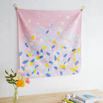 風呂敷 70cm｜シトラス柄 / ローズピンク｜ひめむすびシリーズ - Adeline Klam｜オーガニックコットン｜むす美 むす美