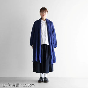 【カーディガン】シャトルリネン ロングカーディガン フリーサイズ フレンチネイビー HUIS.